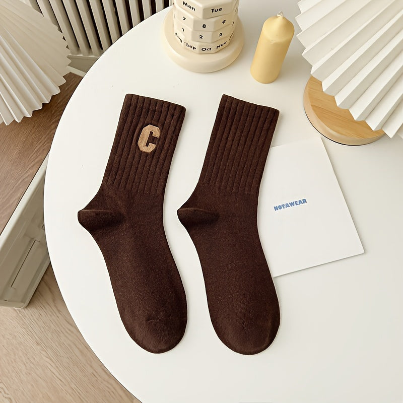 5 Pairs Letter Print Socks All-match Women's Stockings