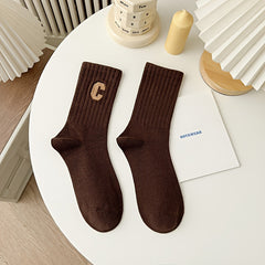5 Pairs Letter Print Socks All-match Women's Stockings