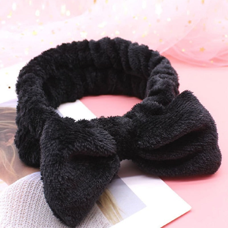 Plush Headband Wash Make up Bowknot Hair Band