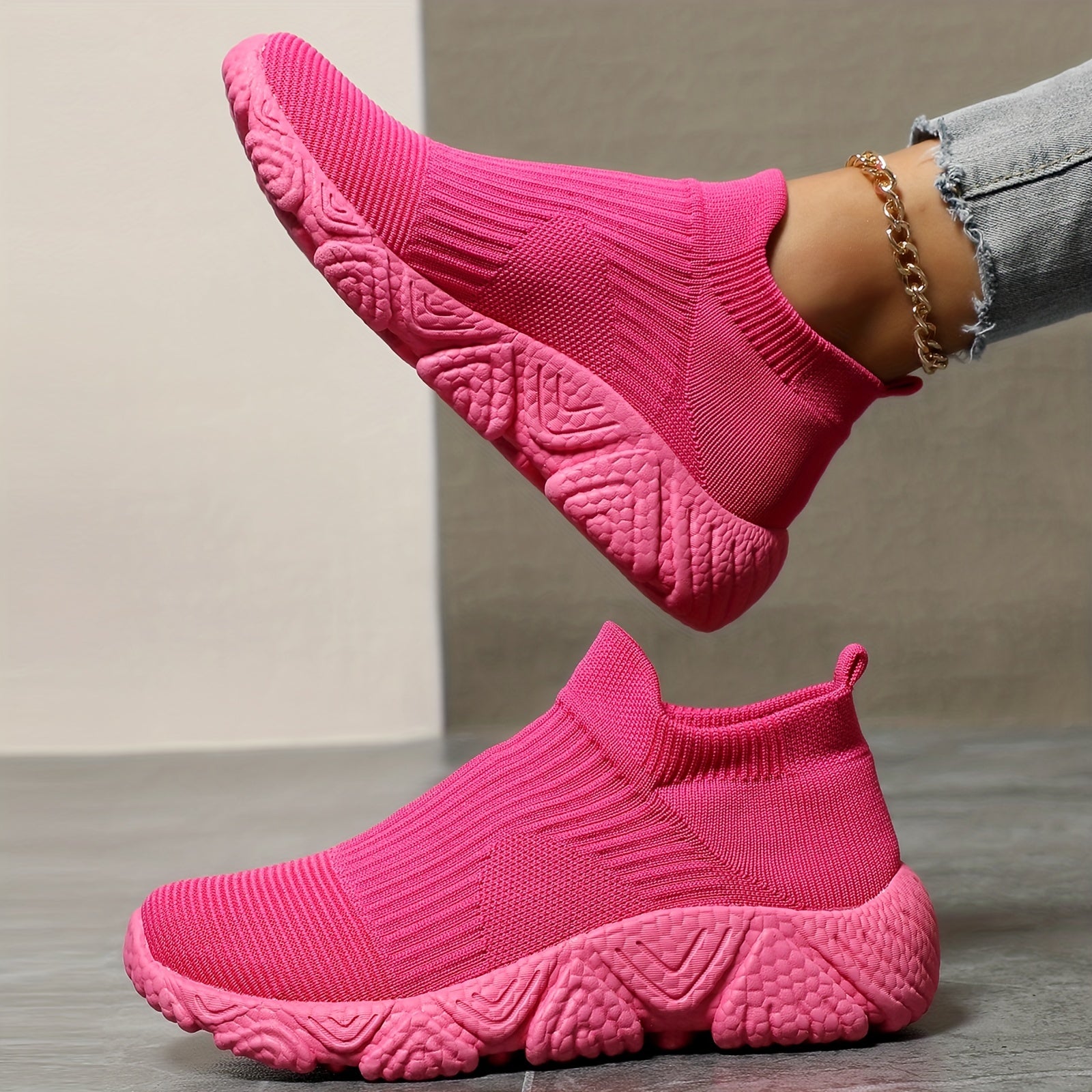 Women's Flying Woven Slip On Sneakers Lightweight Casual Walking Shoes