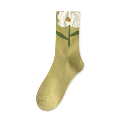 5 Pairs Women's Floral Mid Tube Socks