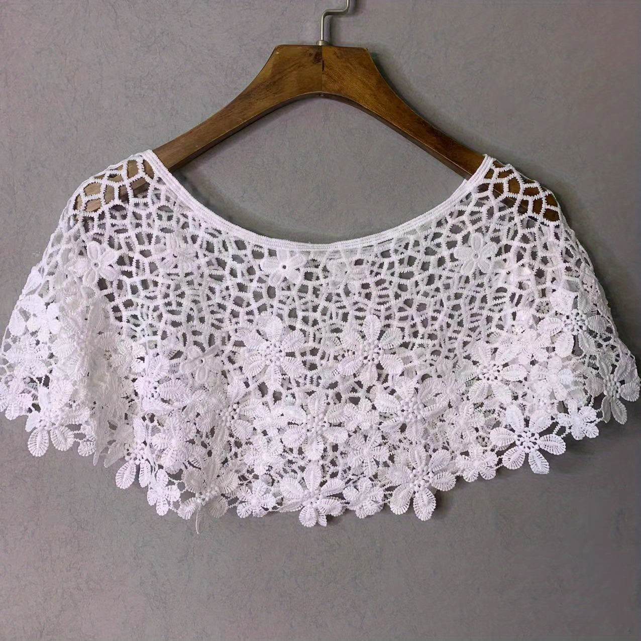 Flower Hollow Out Shawl Solid Breathable Wrap Casual Cape Decorative Shawl