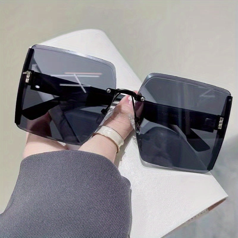 Oversized Rimless Sunglasses Gradient Glasses UV400