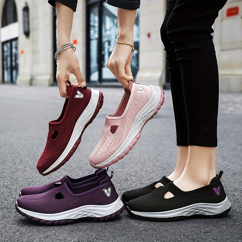 Women's Cutout Slip on Walking Shoes Sporty Running Shoes