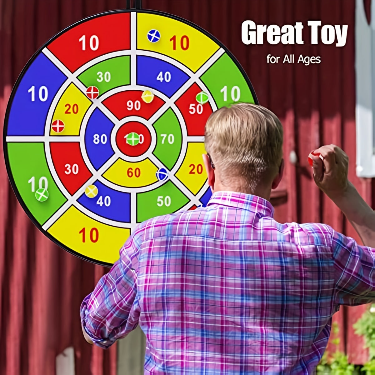 Kids Dart Board Set with Sticky Balls Indoor Outdoor Fun Game for 3-12 Year Olds