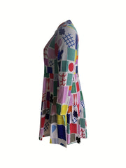  Women's V Neck Graphic Print Casual Dress