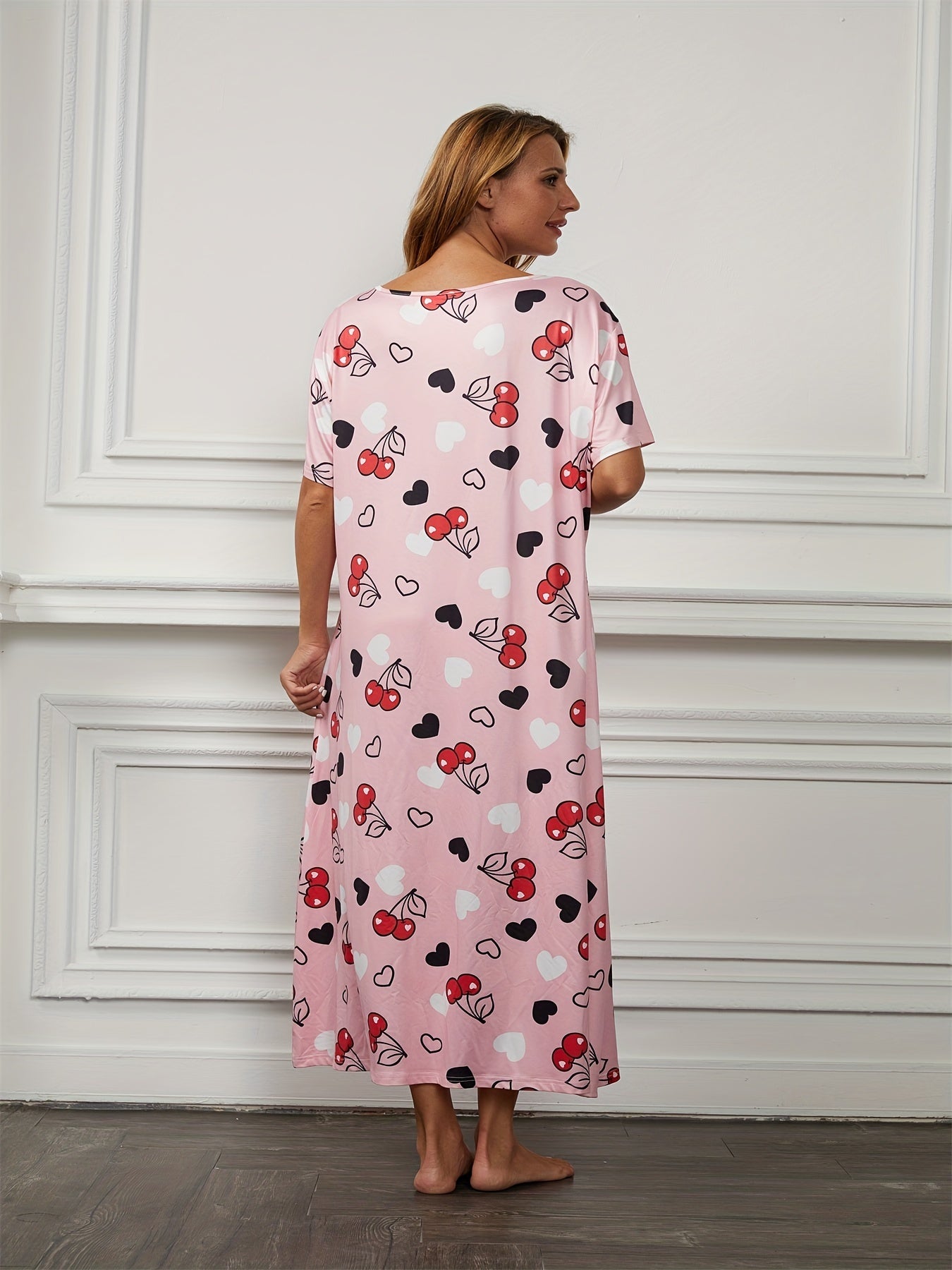  Cherry & Heart Print Sleep Dress