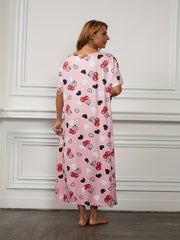  Cherry & Heart Print Sleep Dress