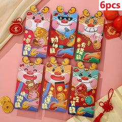 6 12pcs Dragon Year Red Envelope Cartoon 3D Lucky Universal Red Envelope