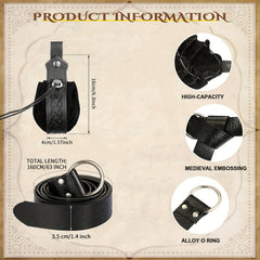 2pcs Medieval Viking Belt Faux Leather Belt Pouch Renaissance Cosplay Set