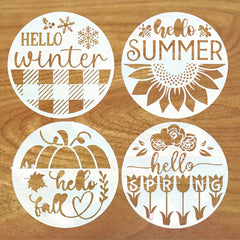 4pcs Seasons Art Template for Wood Board, Reusable & Washable