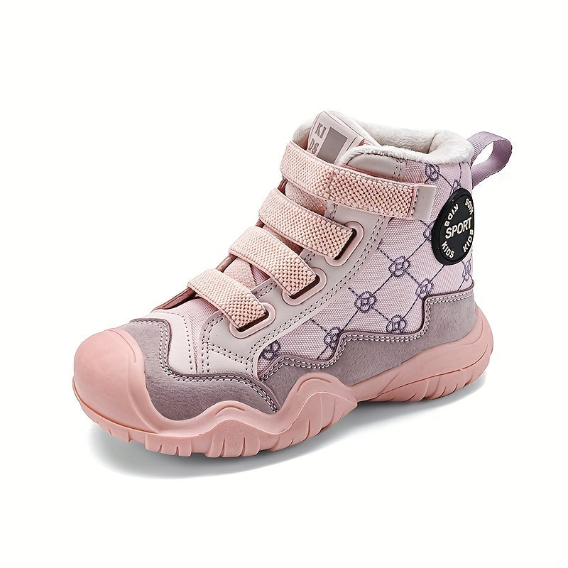 Girl's Warm Cozy Snow Boots High Top Plush Comfy Outdoor Hiking Shoes