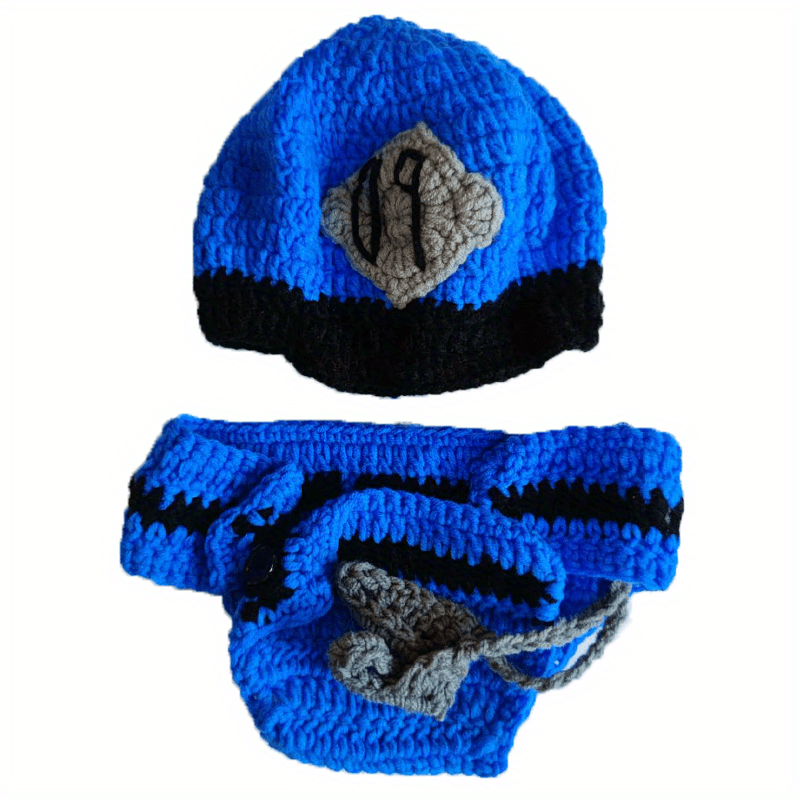 2pcs Policeman Baby Crochet Costume Photography Props Newborn Hat Shorts Outfits