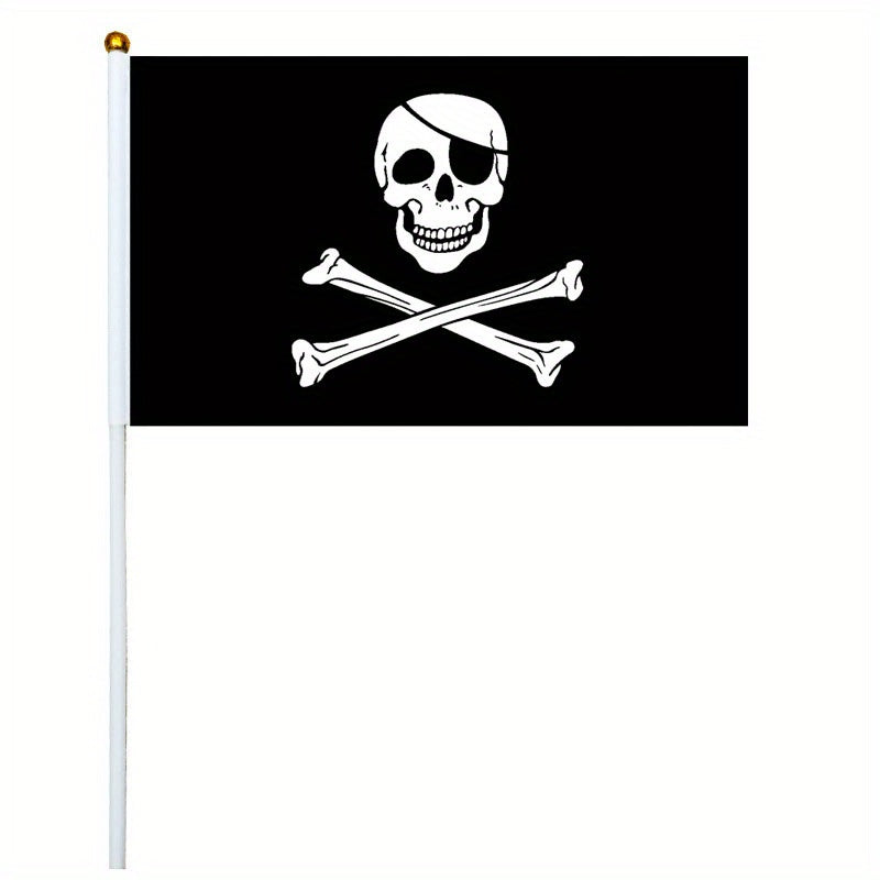10pcs Small Pirate Stick Flag Mini Hand Held Flags 6 Styles 12 7x20
