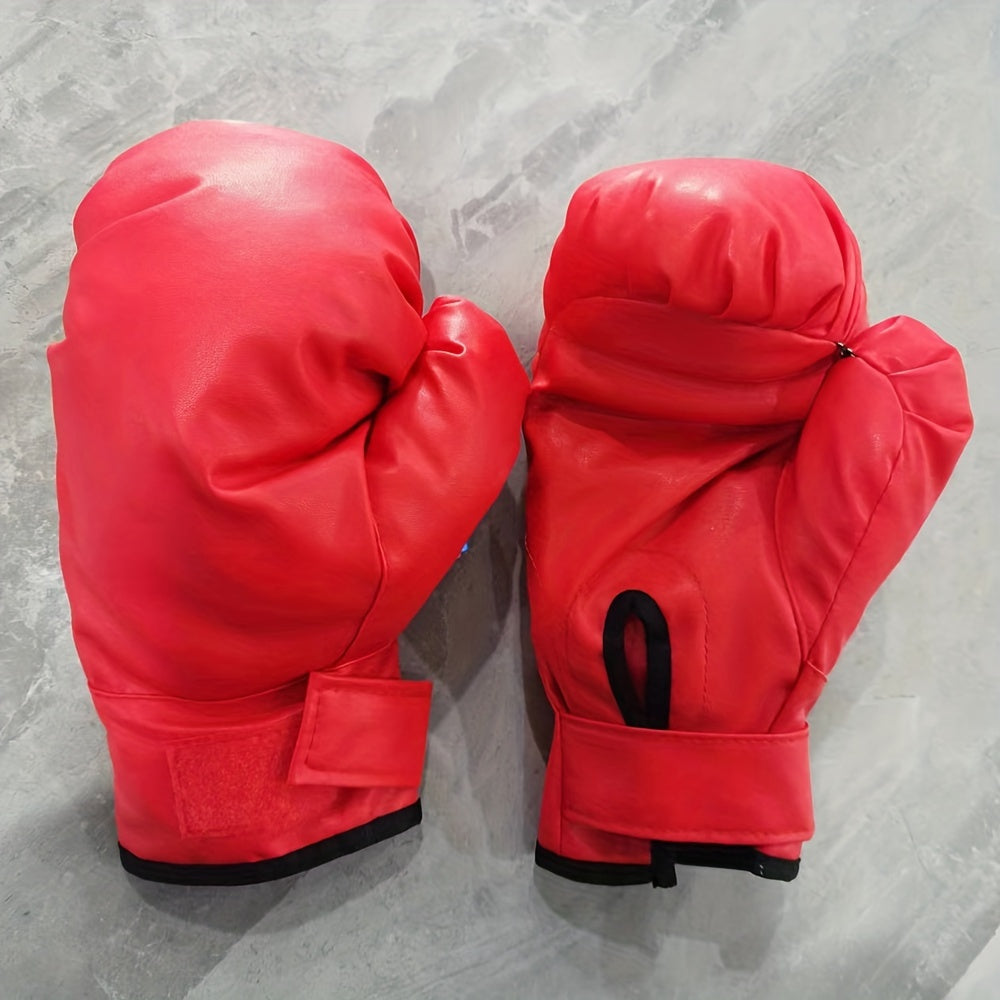 1 Pair Red Boxing Gloves PU Leather Comfortable Boxing Gloves For Punching Train
