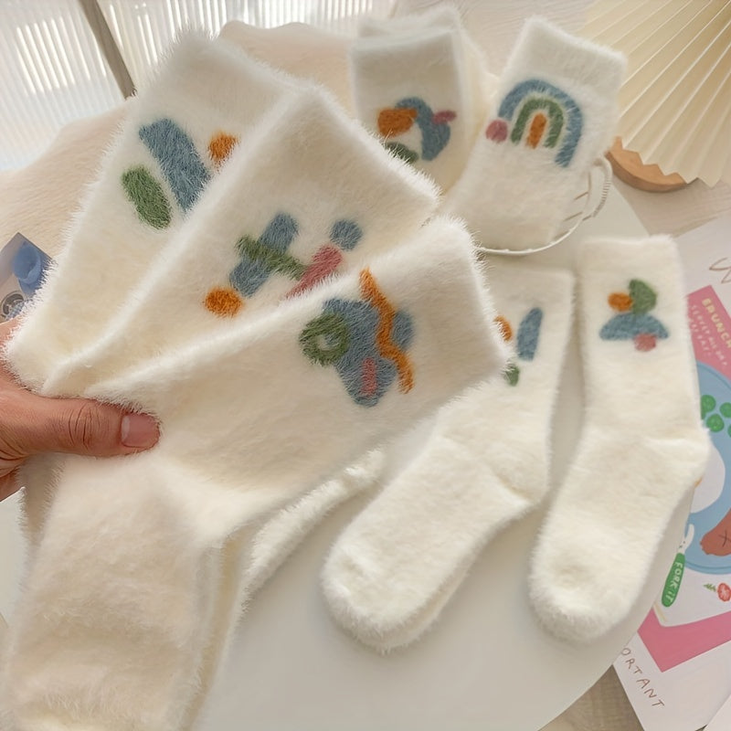 8 Pairs Cartoon Graffiti Socks Comfy Warm Stockings