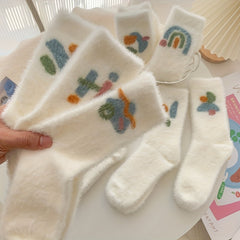 8 Pairs Cartoon Graffiti Socks Comfy Warm Stockings
