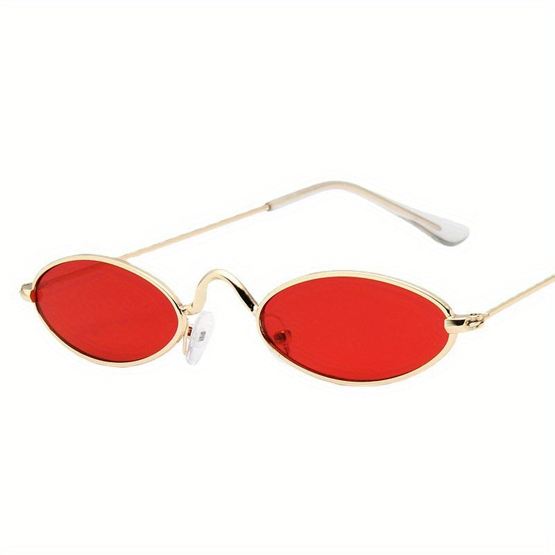 Metal Oval Frame Sunglasses Vintage Tinted Lens Glasses UV400