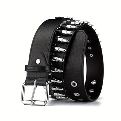 Adjustable Unisex Waist Belt Punk Bullets Rivet Studded Leather Belt