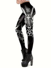 Women's Plus Goth Graphic Print High Rise Skinny Pants