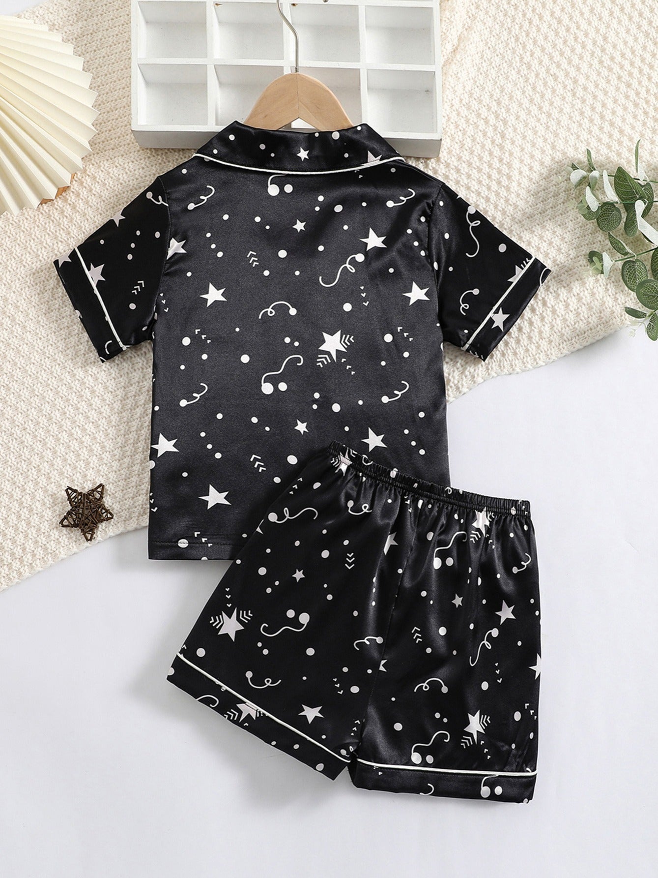 Girls Star Print Satin Pajama Set