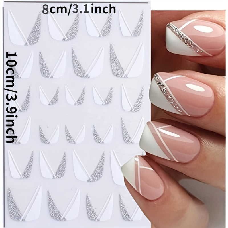 French Nail Art Sticker 3D Self Adhesive Decals V Shape Nail Guides