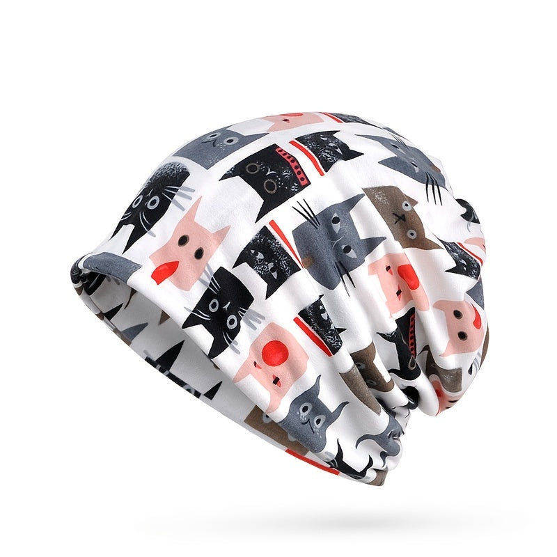 Women Baggy Beanie Hat Stretch Infinity Scarf Head Wrap Cap
