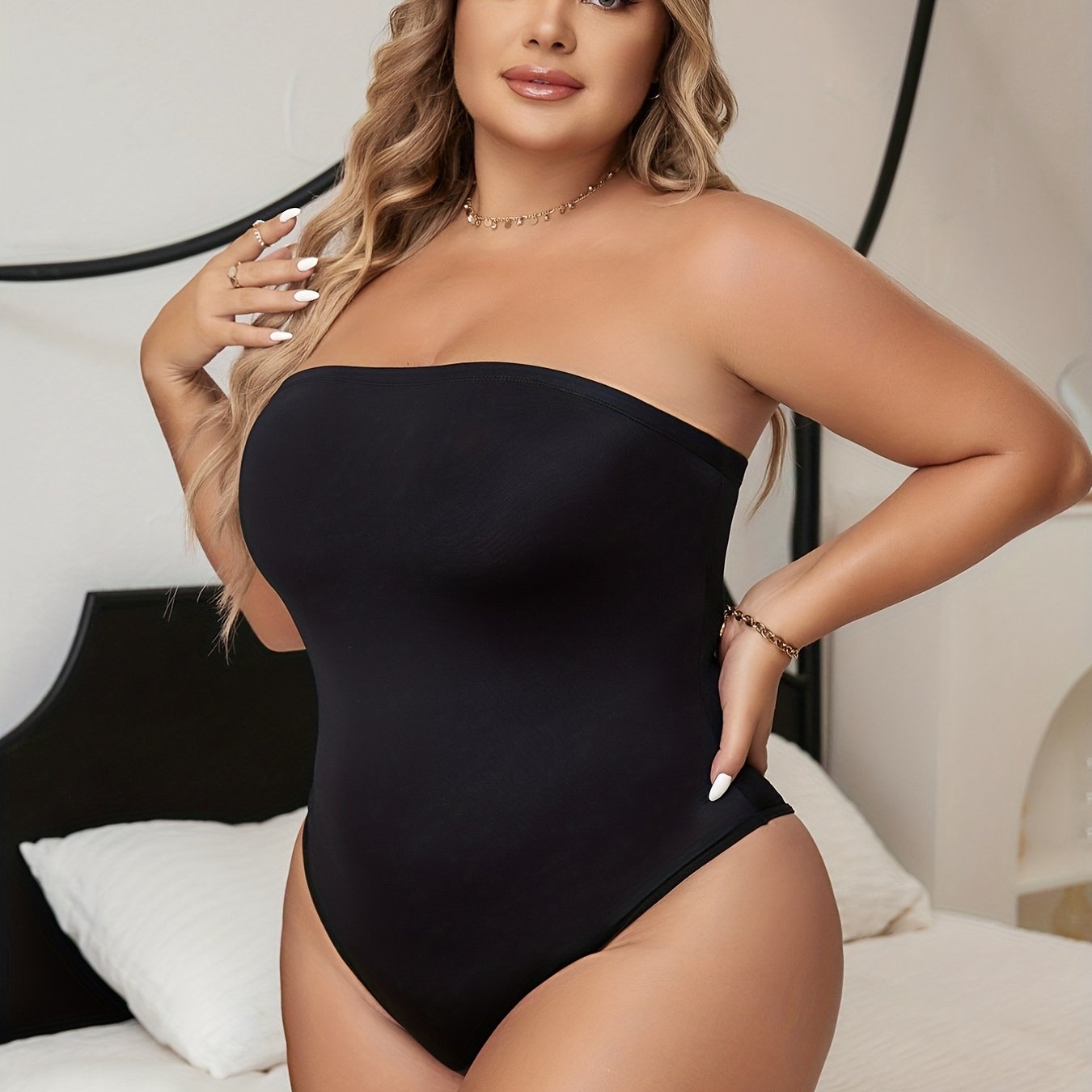  Seamless Tummy Control Strapless Jumpsuit Body Shaper