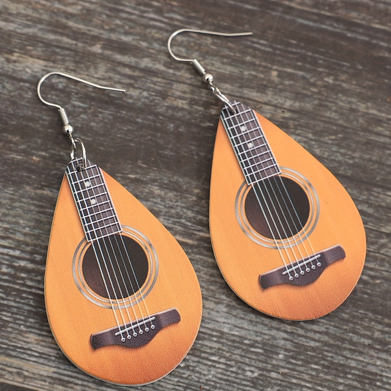 Water Drop Ukulele Wooden Earrings Gift For Women