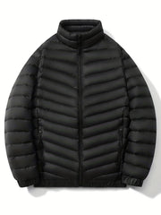 Men's Lightweight Puffer Jacket Solid Standup Collar Coat
