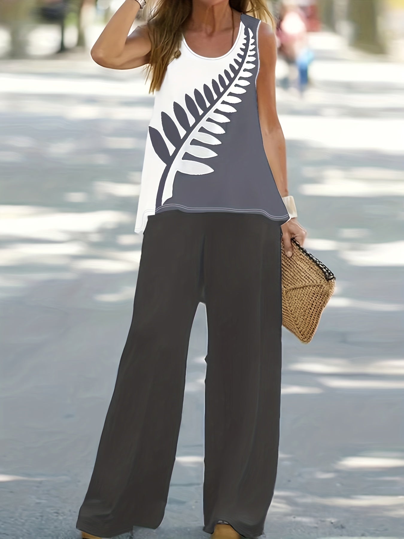  Colorblock Stripe Tank Top & Pants Set