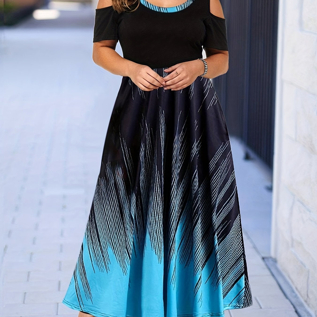  Colorblock Ombre Maxi Dress