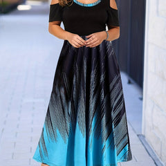  Colorblock Ombre Maxi Dress