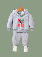 2pcs Heart Steal Graphic Hoodies Pants Set Spring Sports Gift Girls