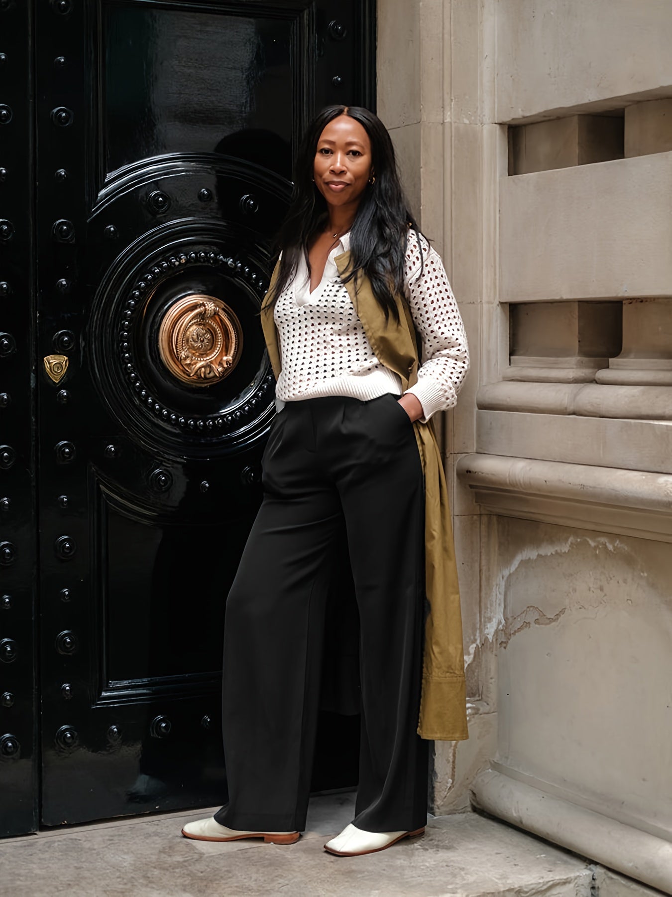  Casual Pants Solid High Rise Loose Fit Straight Leg Trousers