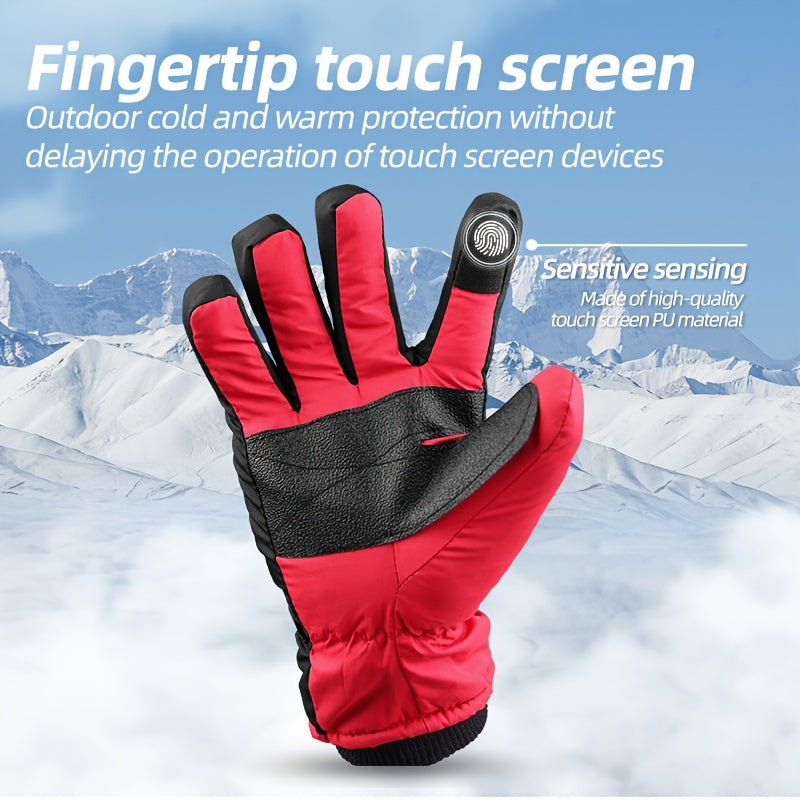 Warm Fleece Ski Gloves Touch Screen Waterproof Outdoor Sports Gloves