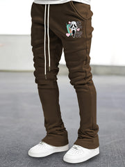 Skull In Love Print Flared Trousers Men s Casual Stretch Joggers