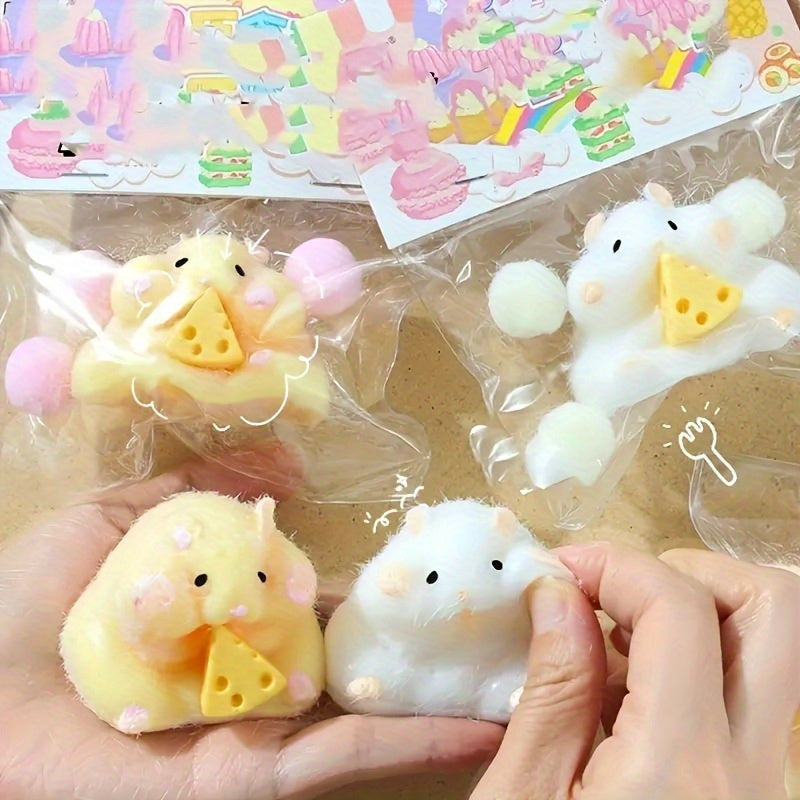 Hamster Squeeze Toy with Cheese & Bunny Motifs Soft Texture