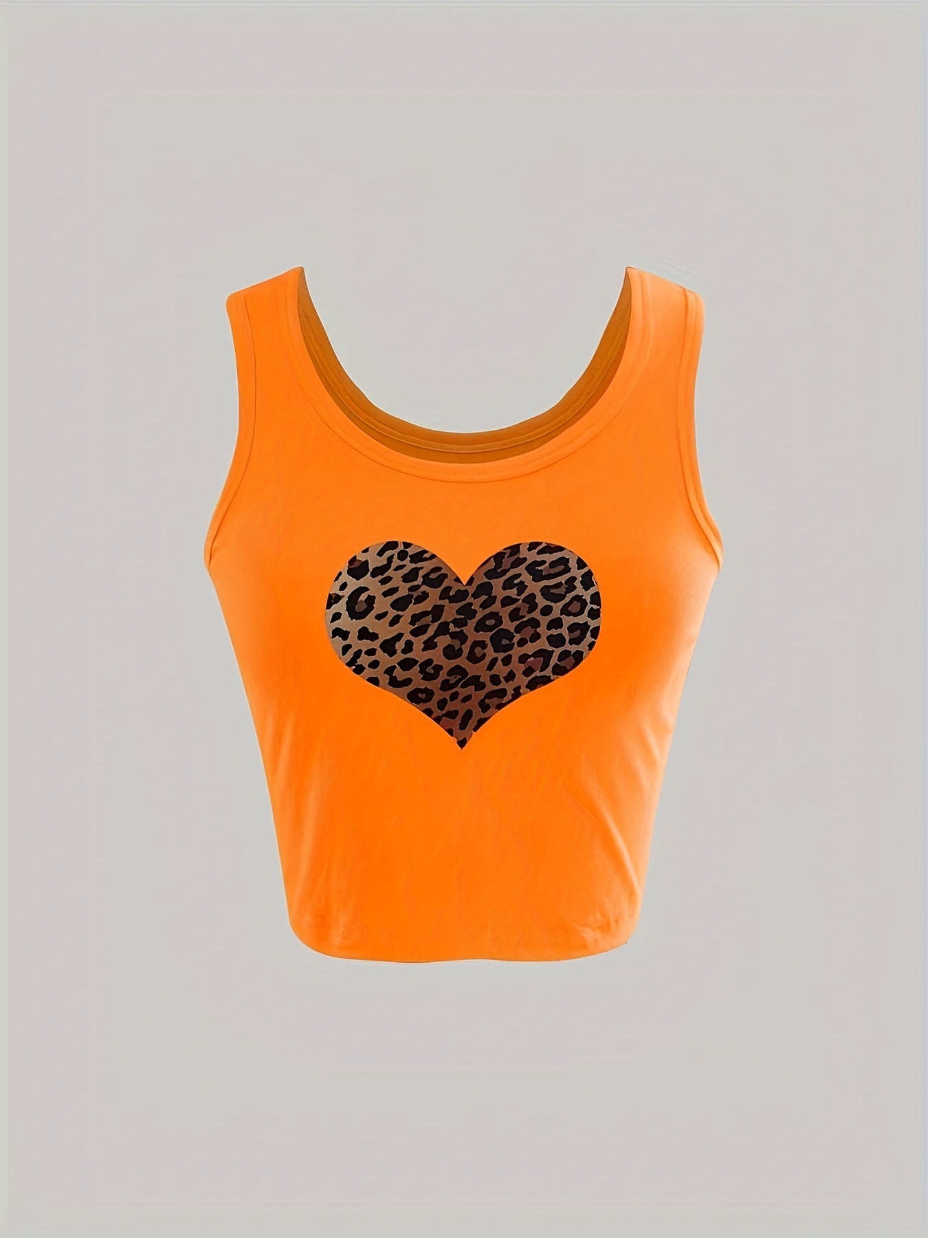 Leopard Heart Print Tank Top Summer Sleeveless Top Women's Clothing