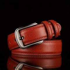 Men's Leather Belt with Alloy Pin Buckle