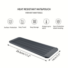 Heat Resistant Silicone Travel Mat for Curling Irons, Hair Straightener
