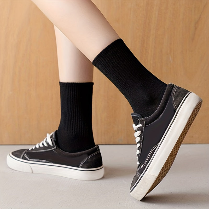 3 Pairs Classic Solid Socks Comfy & Breathable Multi-color Sock Pack