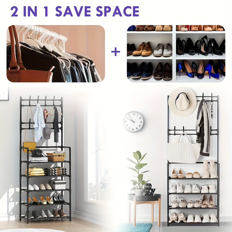 Standing Floor Coat Rack Shoes Rack  Storage Rack Garment Rack