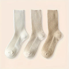 3 Pairs Soft Mid Tube Socks Women's Stockings