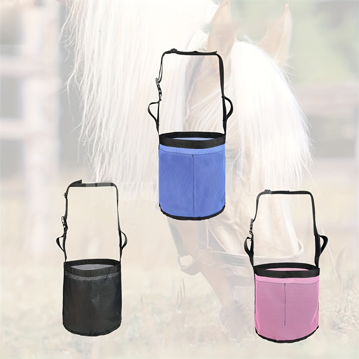 1pc Horse Outdoor Feeding Bag Elastic Adjustable