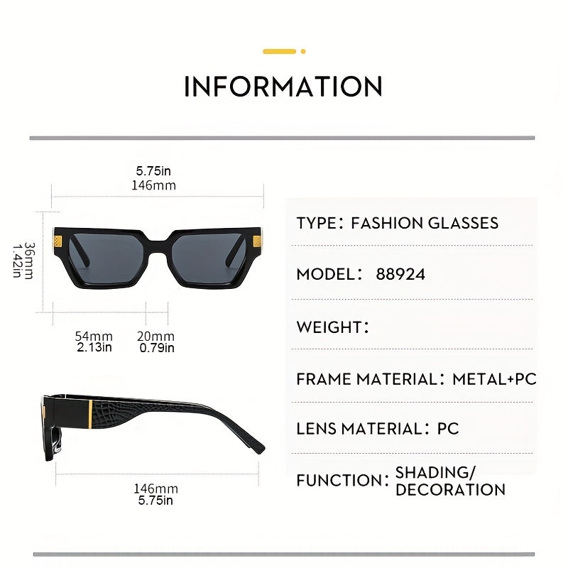 Y2K Square Sunglasses Retro Vintage UV400 Outdoor Sun Shades