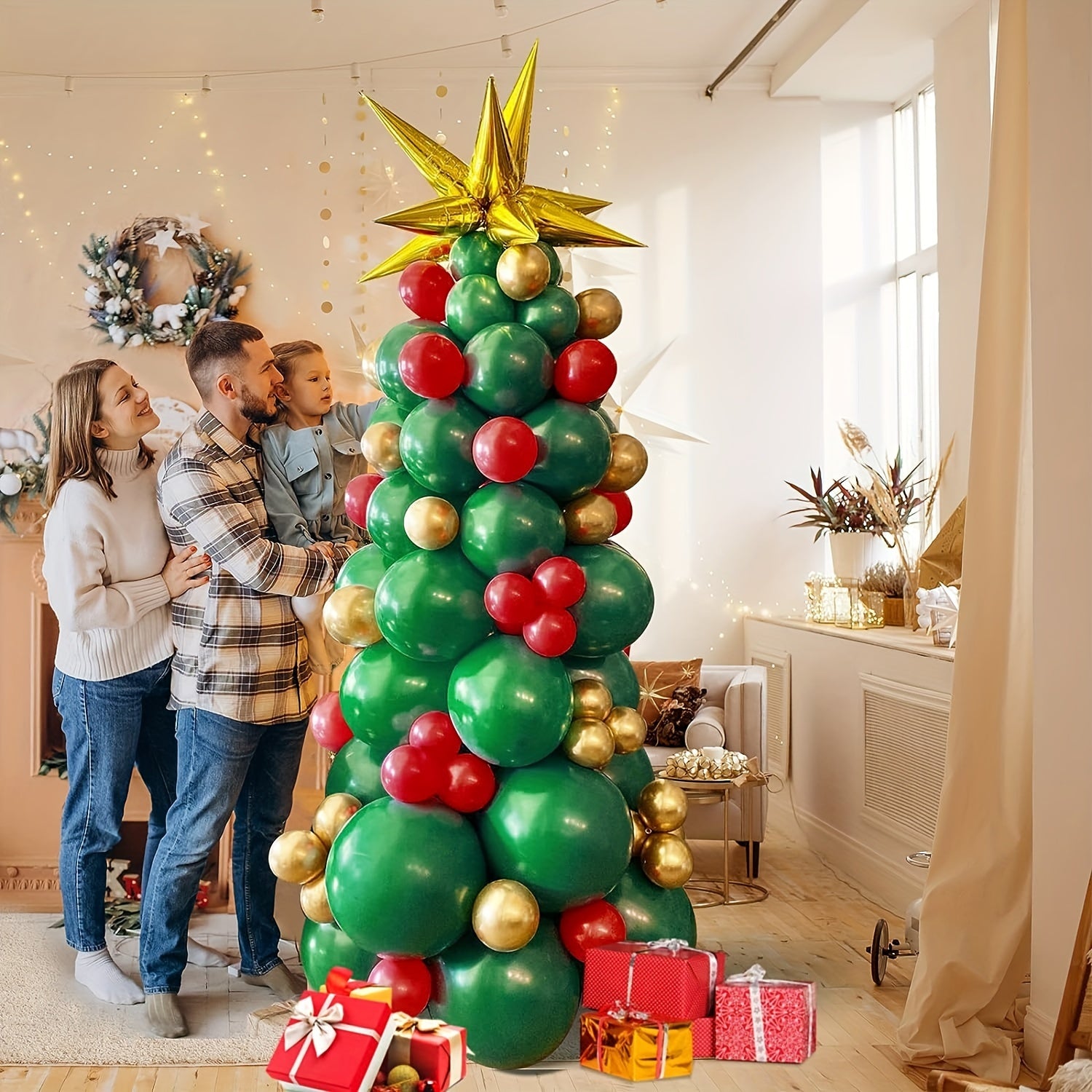96pcs Christmas Balloon Garland Arch Kit Green Red Golden Latex Balloons