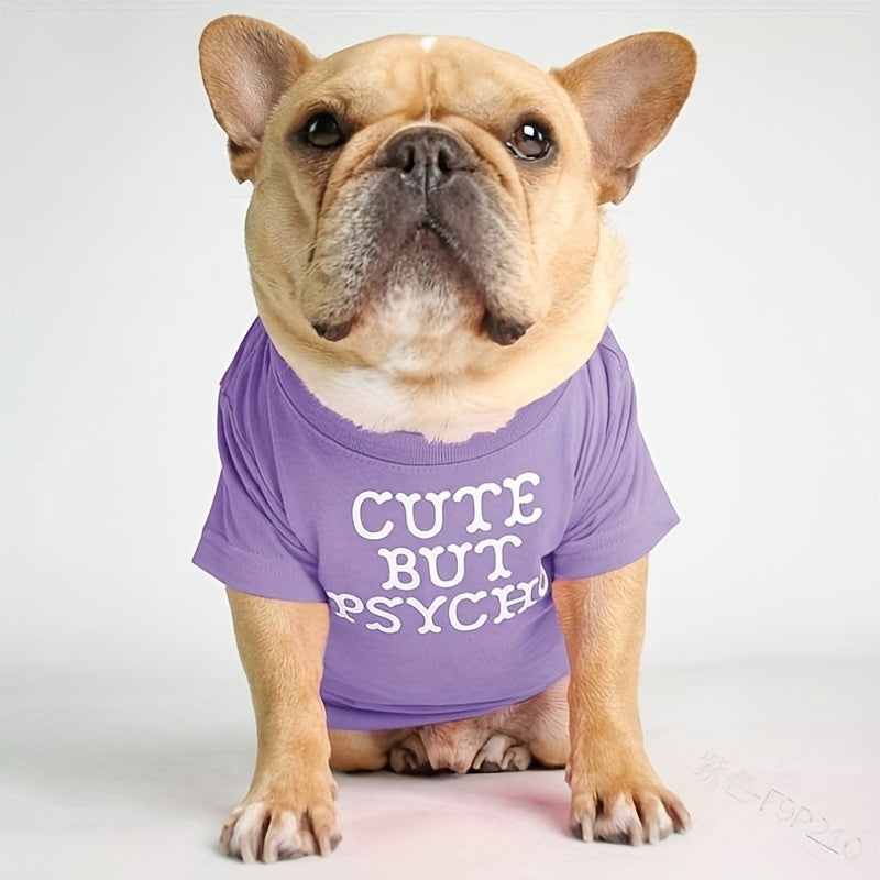 Dog Shirt But Psycho Letter Print Pet Dog Clothes Funny Pet T shirt
