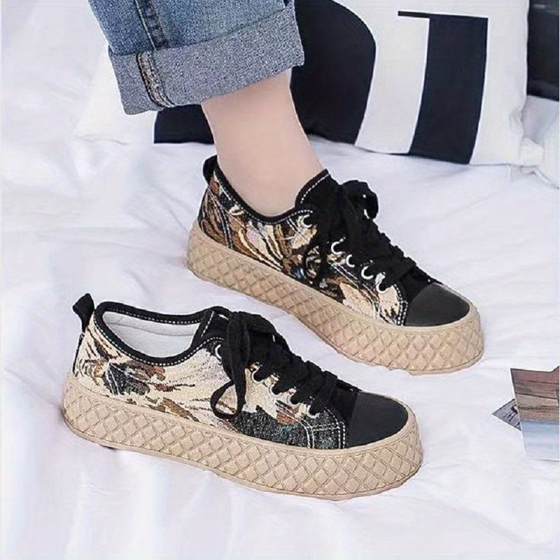 Women's Plaid Canvas Lace Up Low Top Shoes