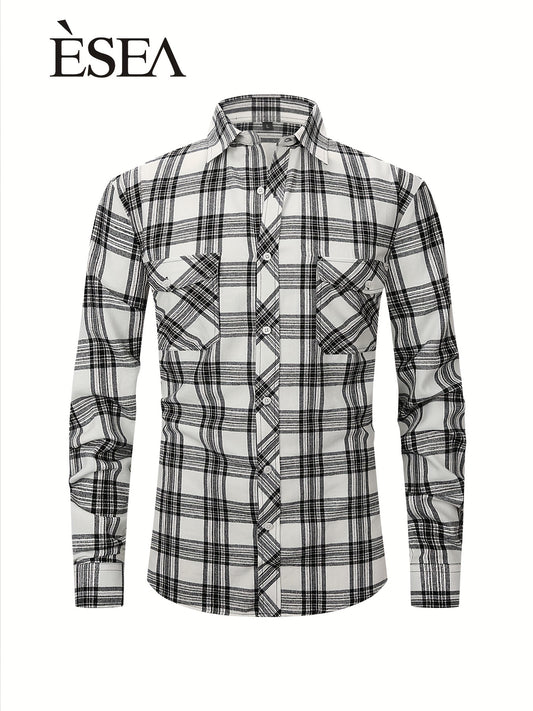 Men's Double Pocket Brushed Check Flannel Shirt